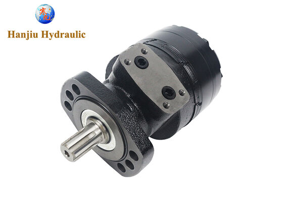 محرك هيدروليكي عالي العزم منخفض السرعة BMER-2-300-FH-SW مع إزاحة 300 مل/دورة، شفة بـ 6 مسامير، وعمود مسنن